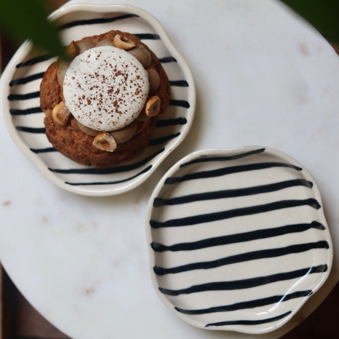 Zebra - Handmade Dessert Plates With Dessert