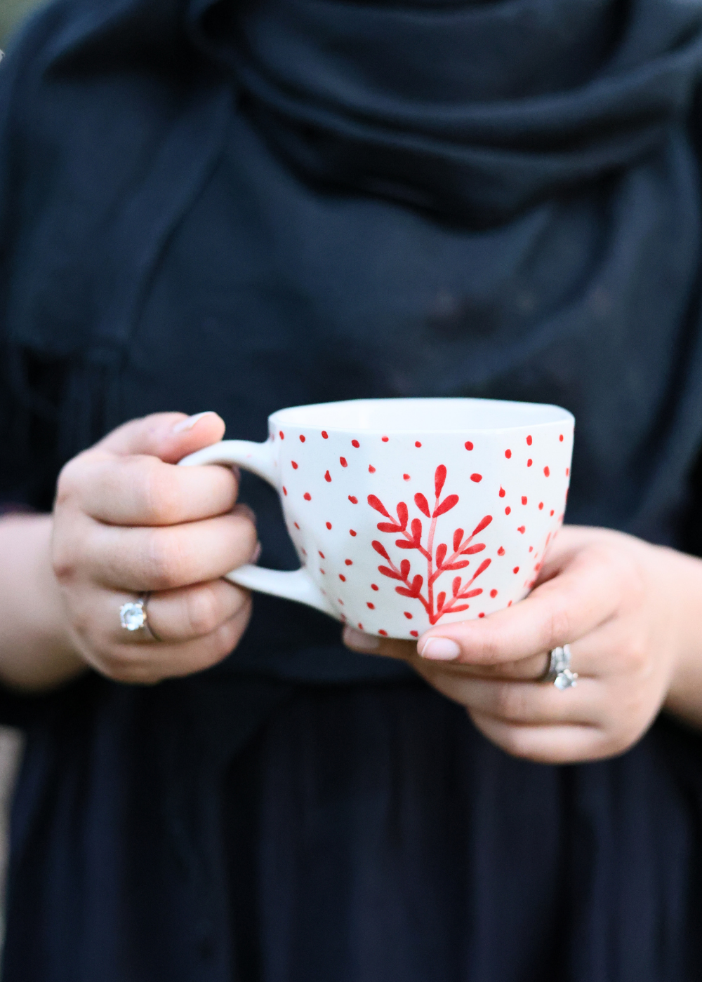 Red fall leaf mug ceramic 