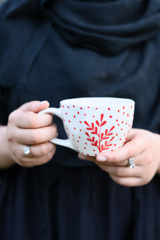 Red fall leaf mug ceramic 