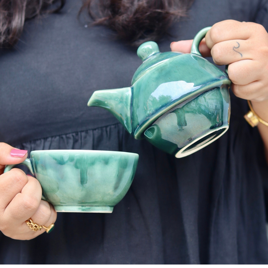 Tea for One - Cup & Kettle (Green)