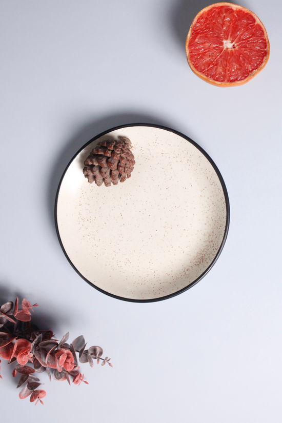 Basic white quarter plate with half orange 
