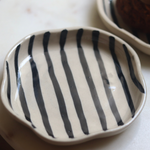 Black & white handmade ceramic zebra plate
