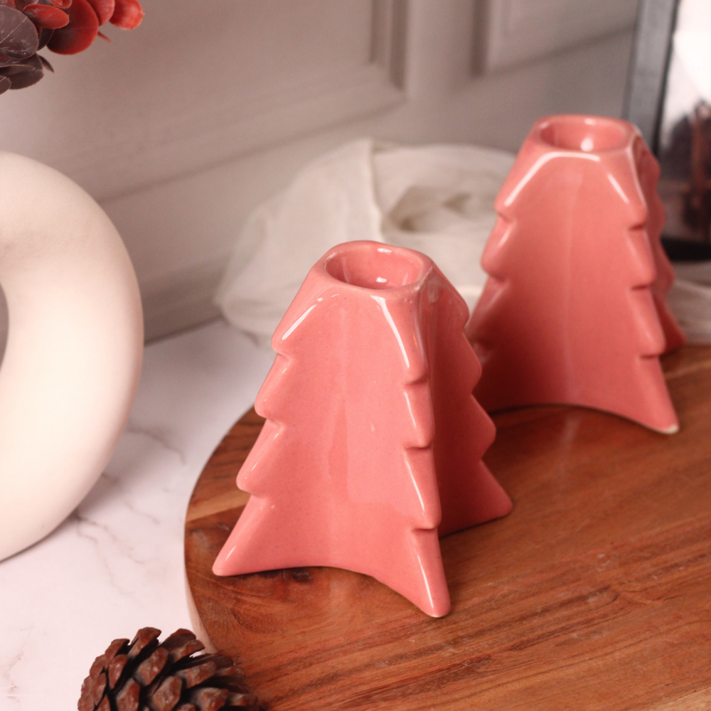 Two christmas tree stand pink color