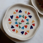 Handmade ceramic heart dessert plate