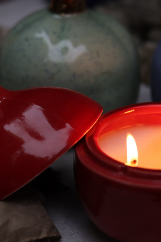 Handmade anar shaped wax scented candle