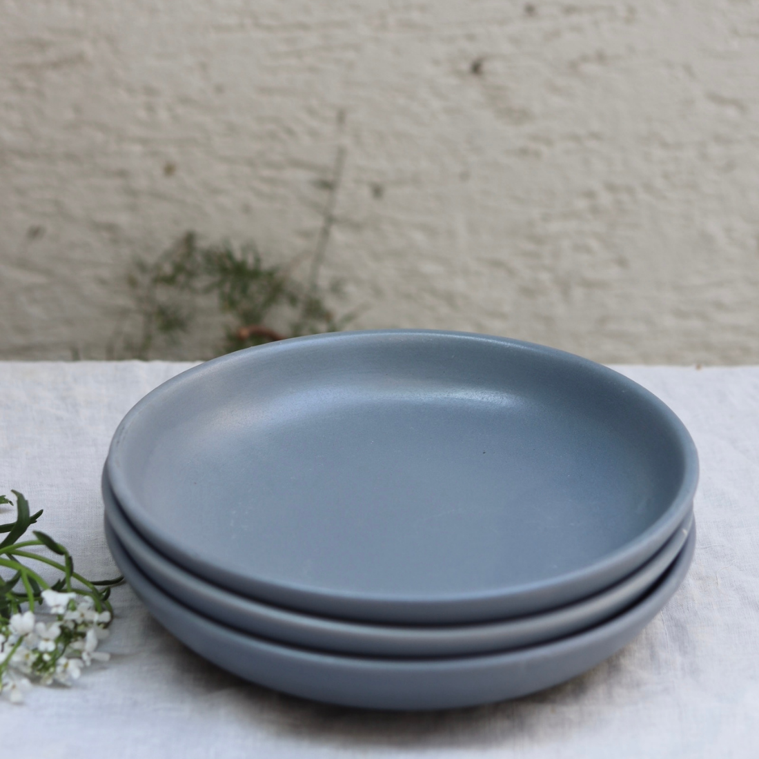 Handmade ceramic grey pasta plates 