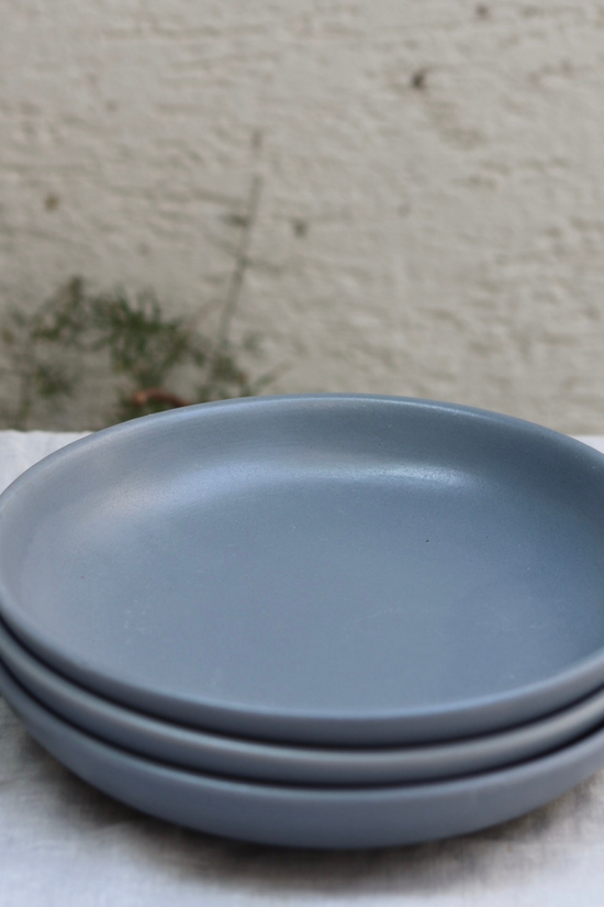 Handmade ceramic grey pasta plates 