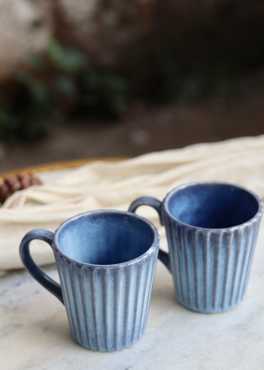 Lined Blue Mug
