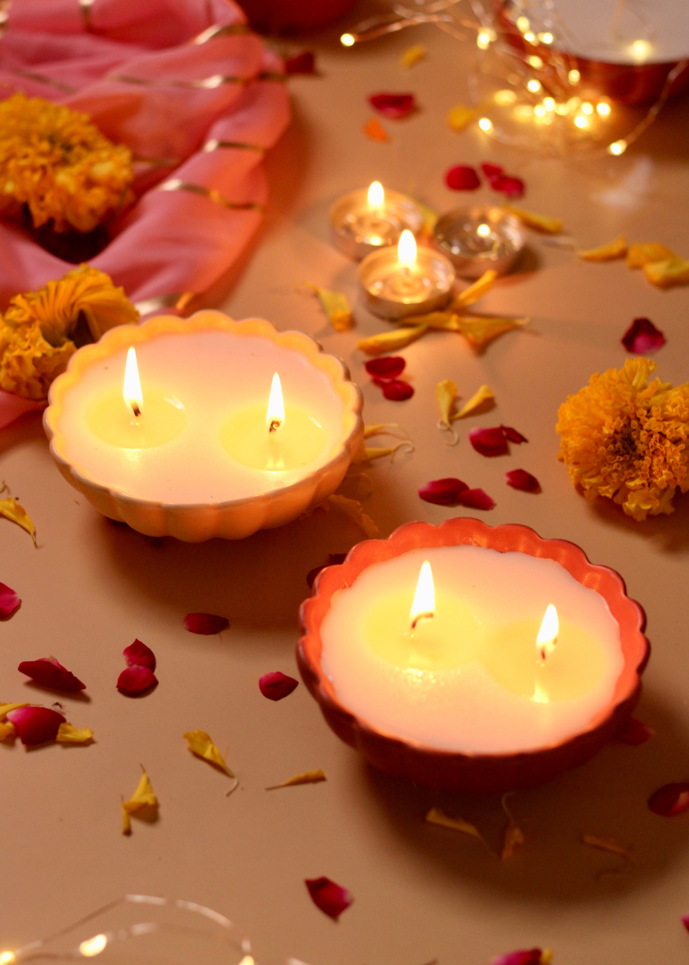 Yellow Floral Candle - Marigold