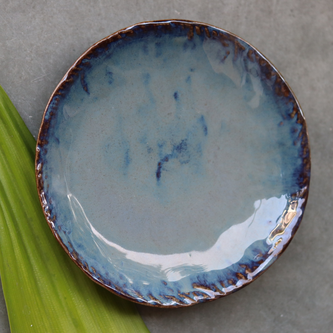 Grey stoneware snack plate ceramic 