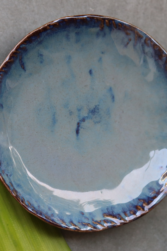 Grey stoneware snack plate ceramic 