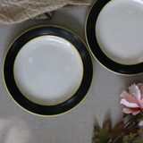 Two ceramic black & white snack plates 
