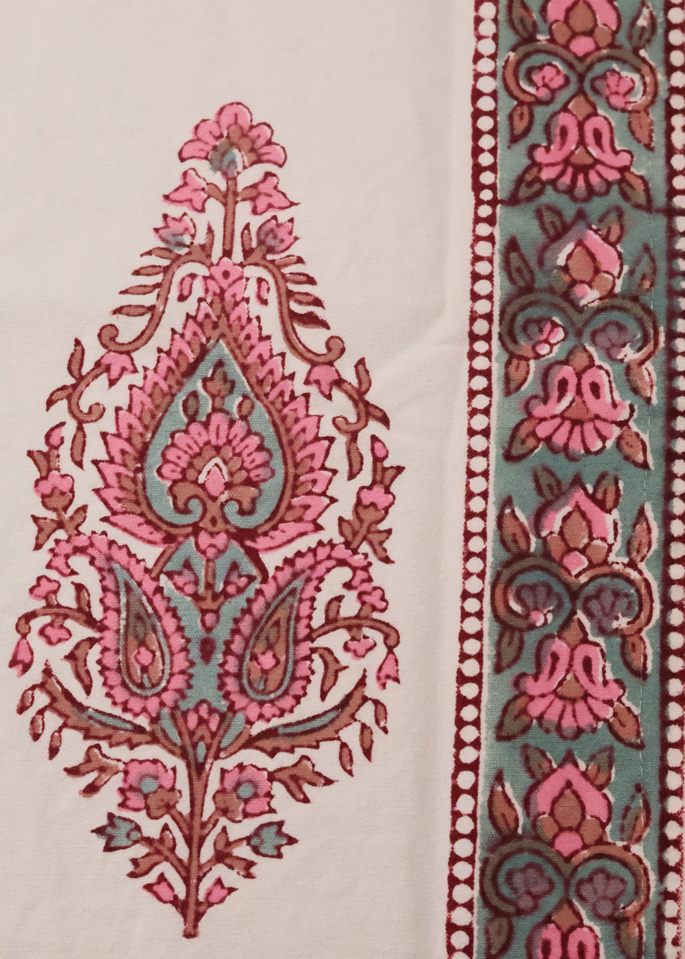 Pastel motifs handprinted table runner 