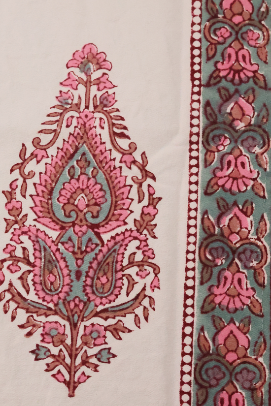 Pastel motifs handprinted table runner 