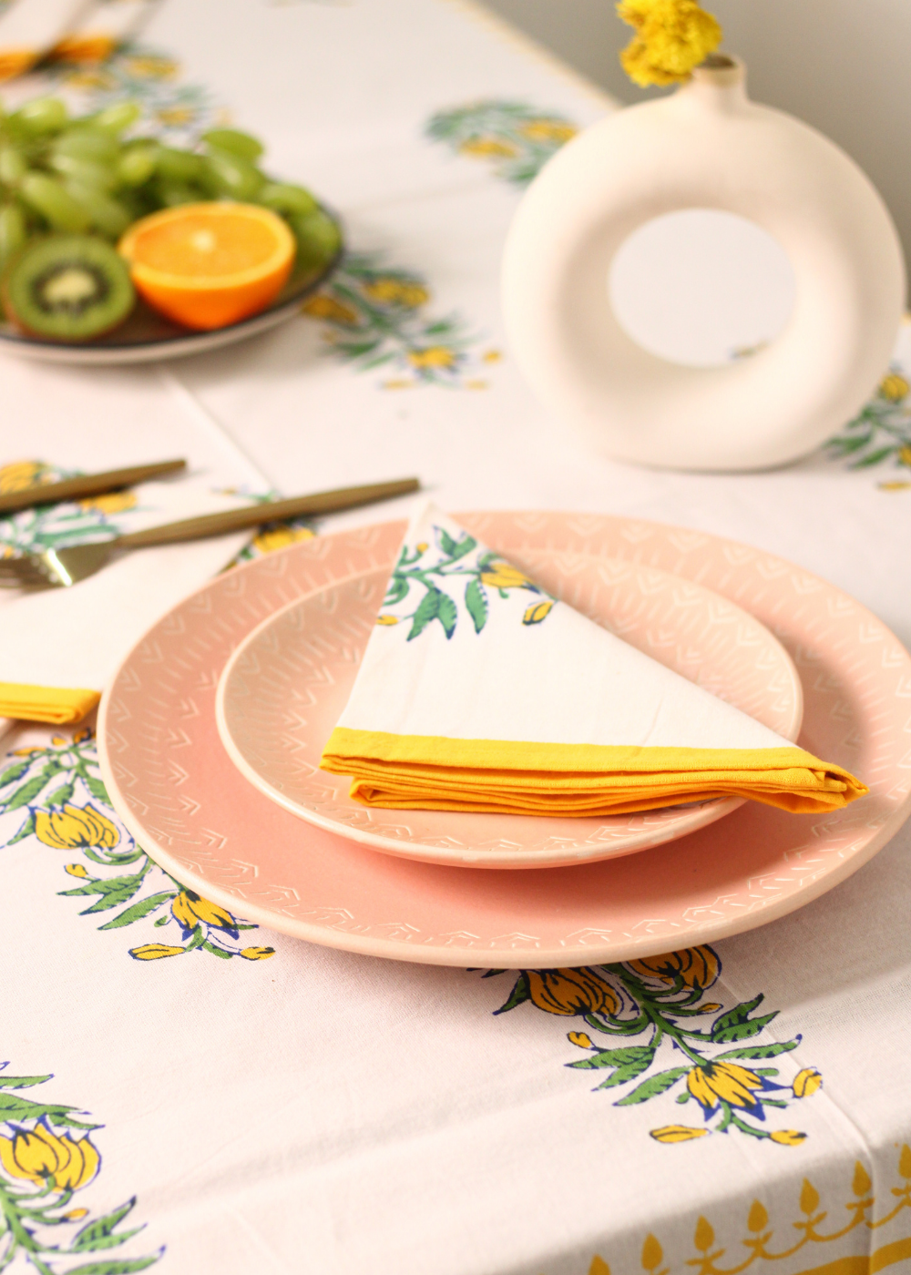 Cotton block printed table napkin