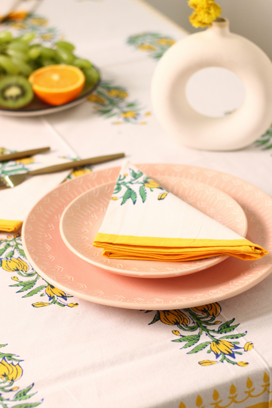 Cotton block printed table napkin