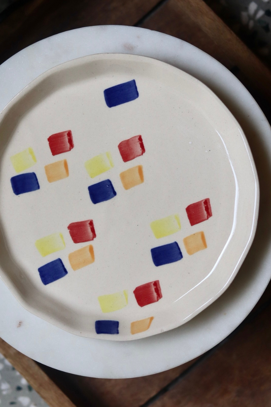 Handmade ceramic crayon plate