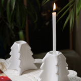 White christmas tree candle stand handmade ceramic