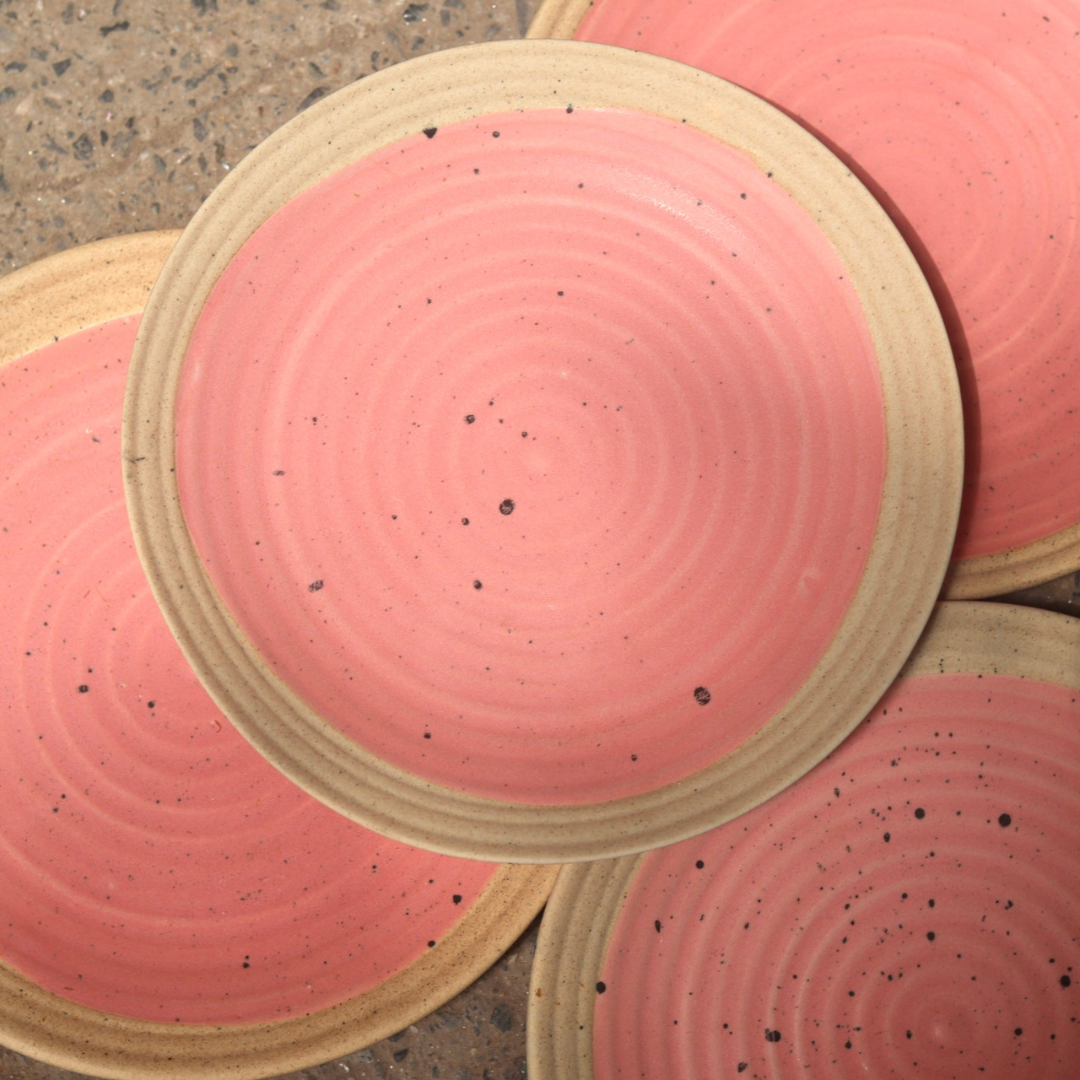 PInk & grey handmade ceramic plates 