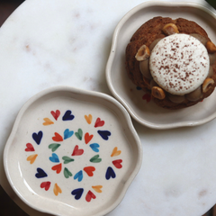 Multicolor heart dessert plate With dessert