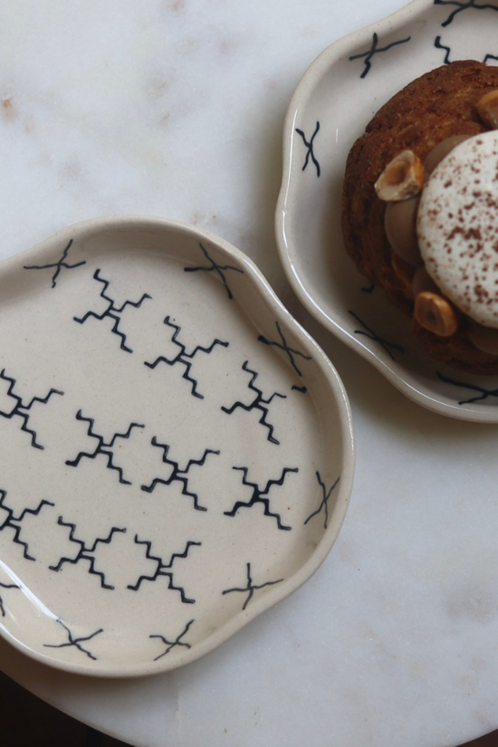 Dessert plates with dessert on surface