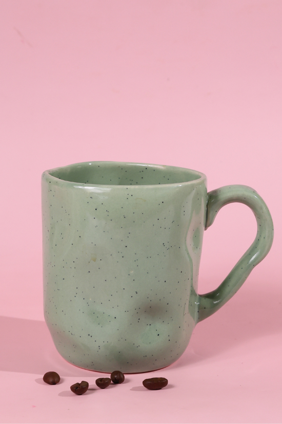Handmade ceramic green coffee mug