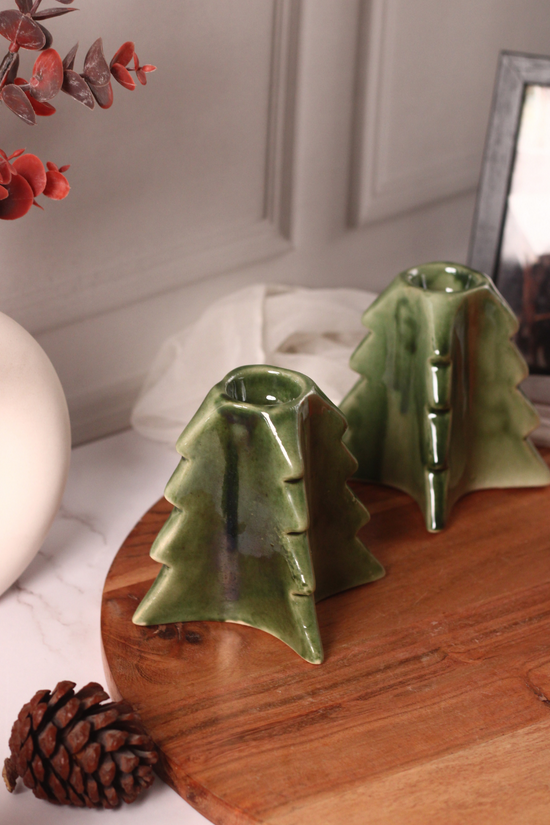 Christmas tree candle stand green 