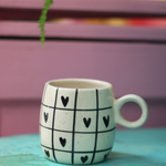 Black heart ceramic coffee mug