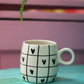 Black Heart Chequered Cuddle Mug