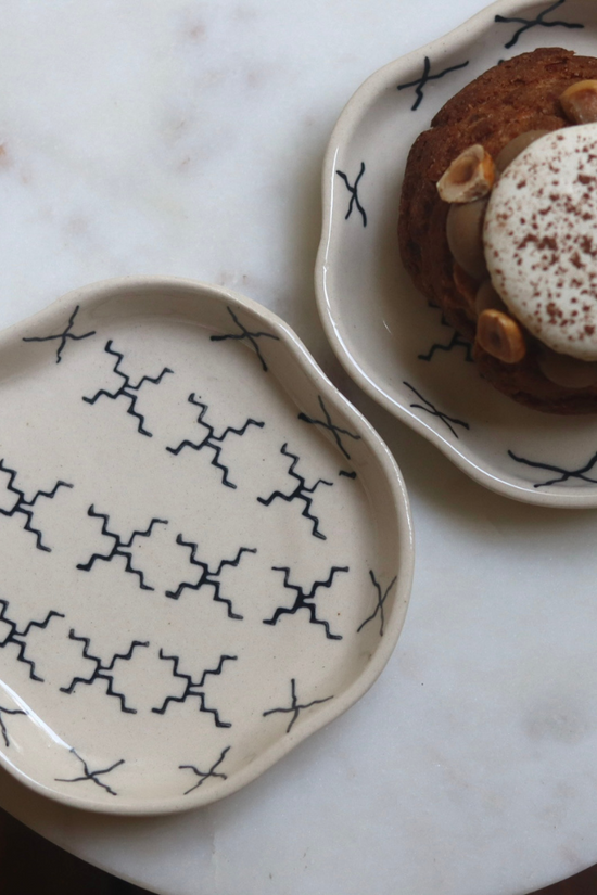 Crosses handmade dessert plate with dessert