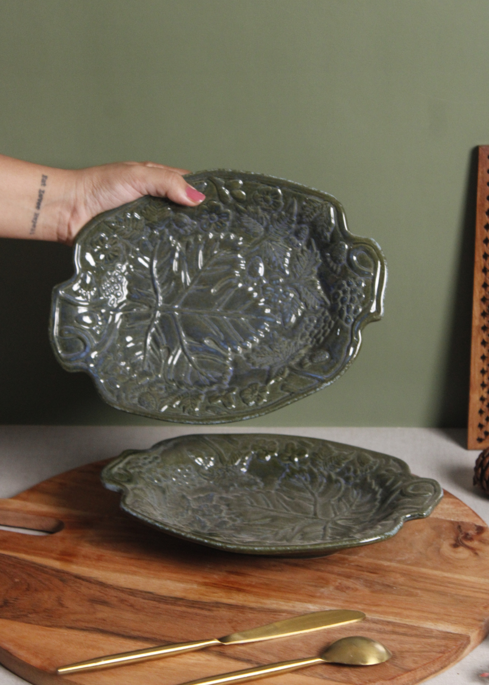 Green Xmas Leaf Platter
