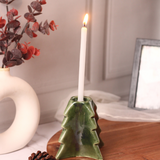 Christmas tree green candle stand with candle 