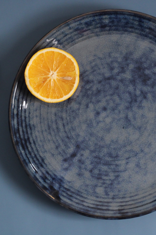 Handmade ceramic spiral dinner plate 