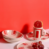 Handmade ceramic red brick dinnerware set