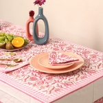 Pink Block Print Table Cloth