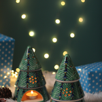 Christmas tree tea light holder with candle 