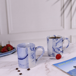 White & Blue Marble Handmade Ceramic Coffee Mugs 