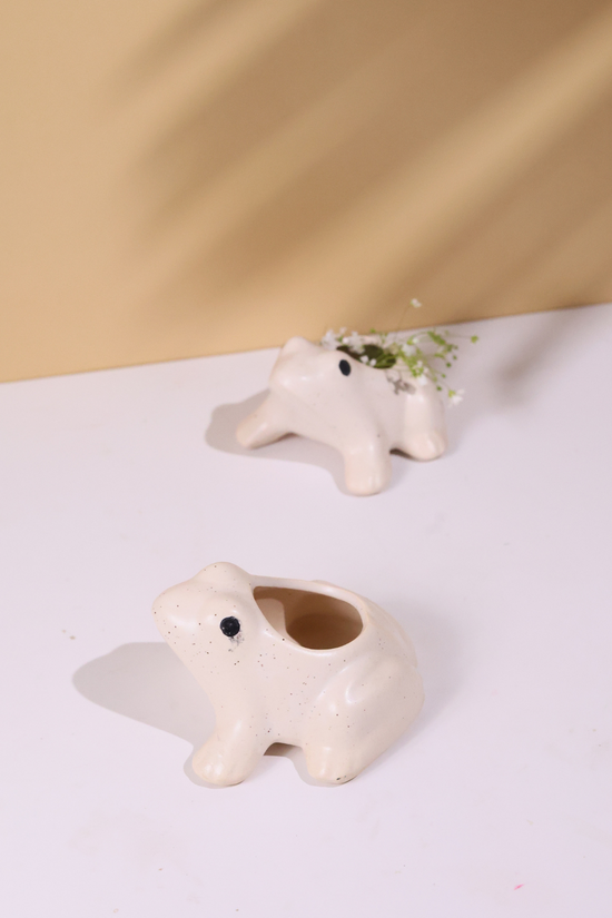 Handmade frog planter