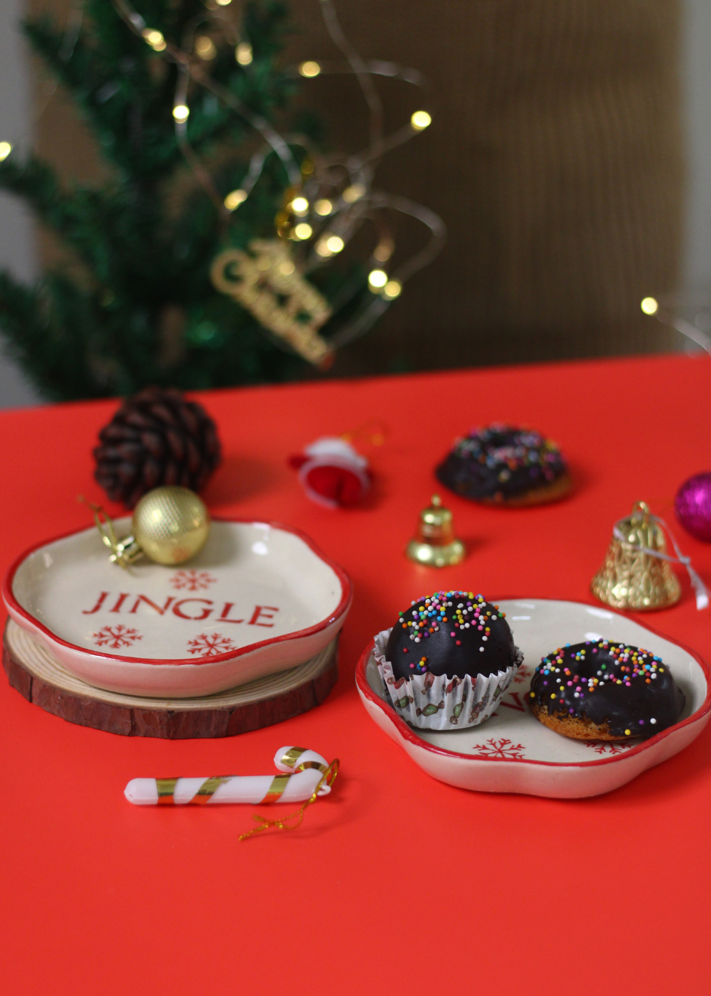 Jingle handmade christmas dessert plates