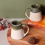 Handmade Ceramic White & Green Coffee Mugs