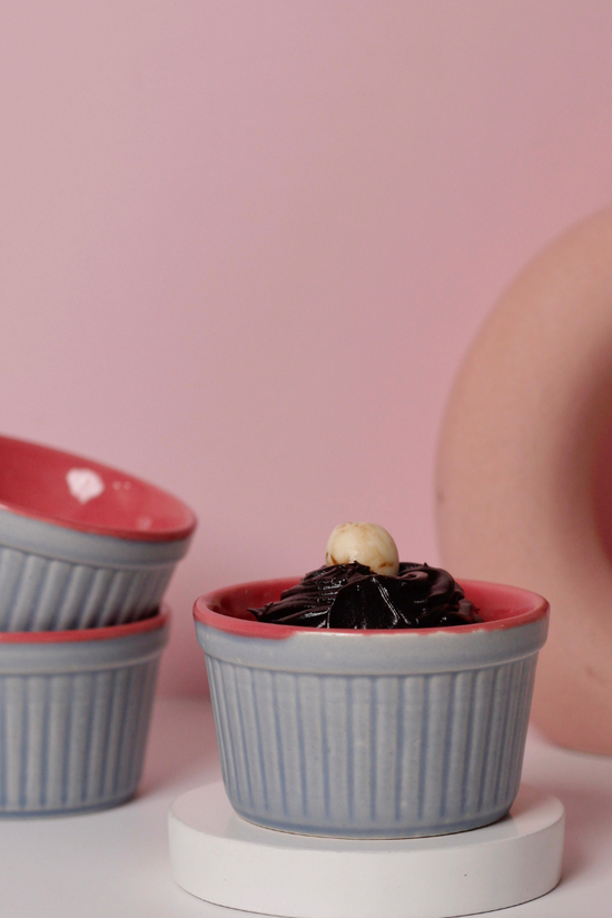Pink Ramekin With Dessert 