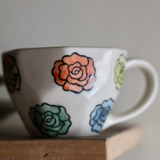 Handmade ceramic roses coffee mug