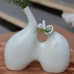 Handmade ceramic white twin vase 