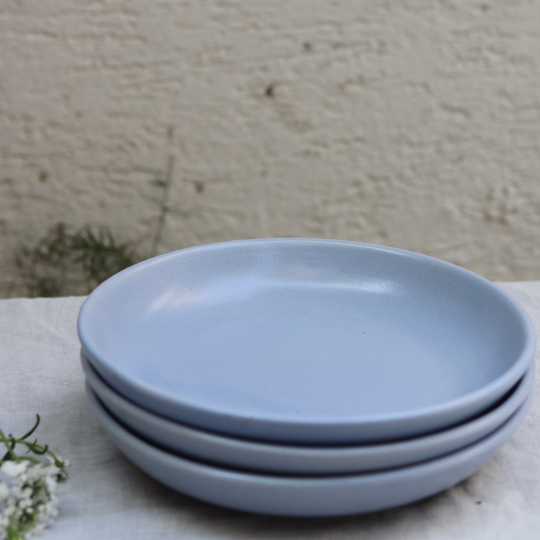 Handmade ceramic pasta plates - pastel blue 