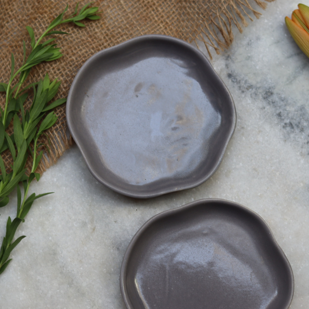 Grey handmade dessert plates 