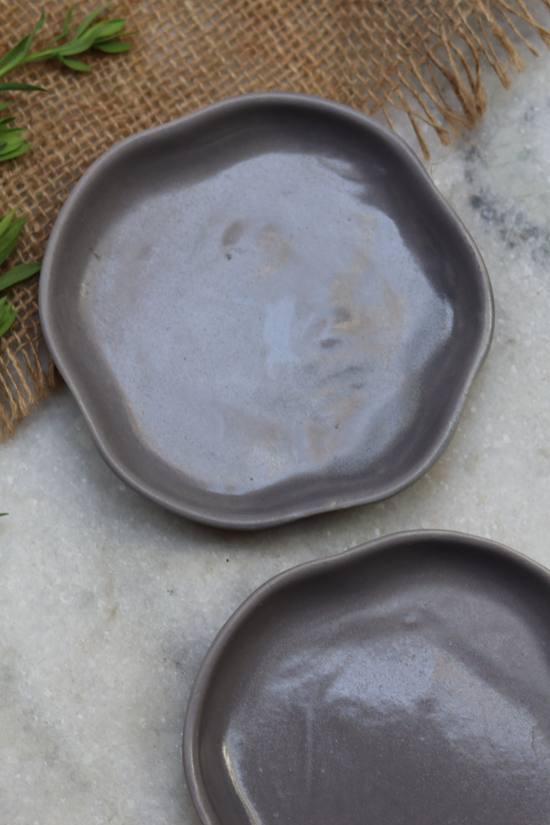 Grey handmade dessert plates 