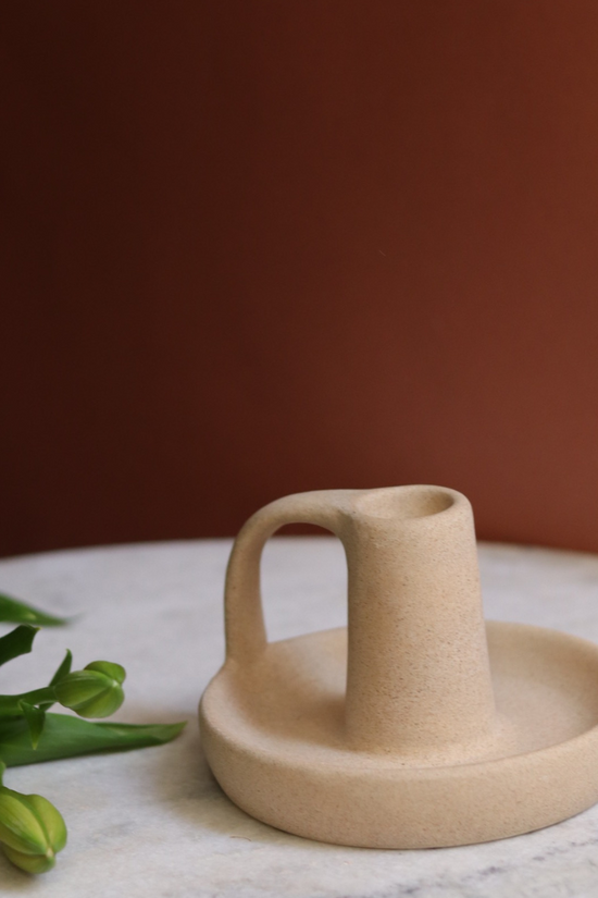 Ceramic candle stand white 