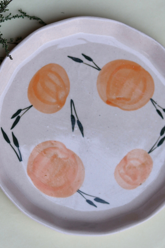 Handmade ceramic oranges plate 