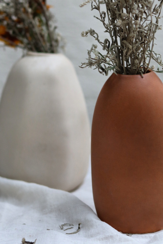 Rust flower pots with plant
