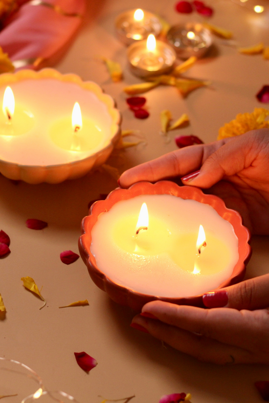 Red floral candles - rose